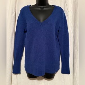 Halogen 100% Cashmere V-Neck Sweater Women's Sz 1x *Flaw* HTF Royal Blue